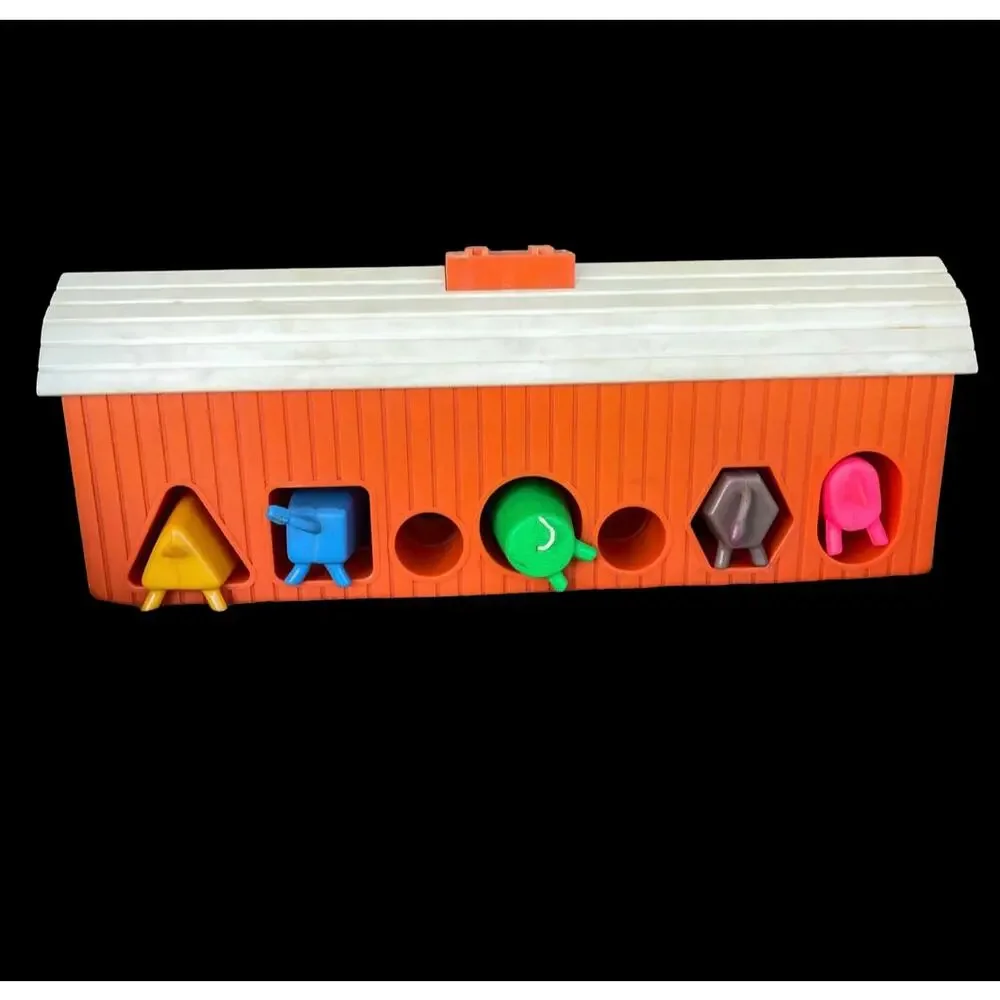 Vintage 1960s Lakeside Toys Barn Farm Animals Shapes Color HTF Geometric FLAW